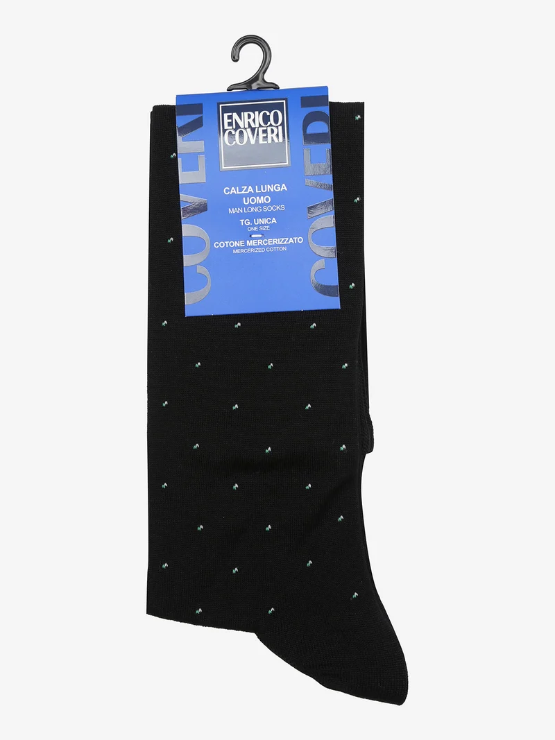 Calze lunghe da uomo in cotone mercerizzato - nero