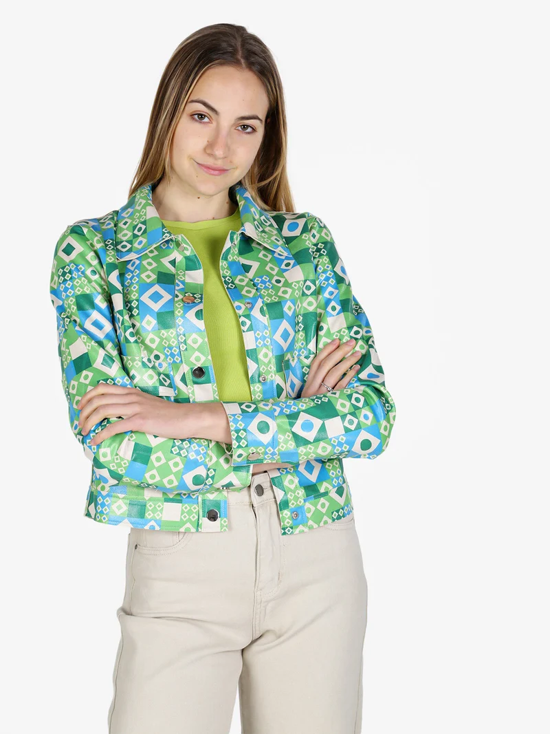 Giacca donna oversize con stampe - verde