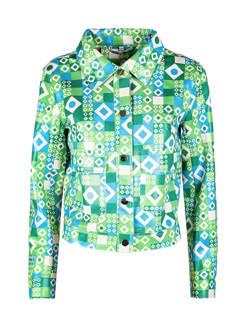 Giacca donna oversize con stampe - verde