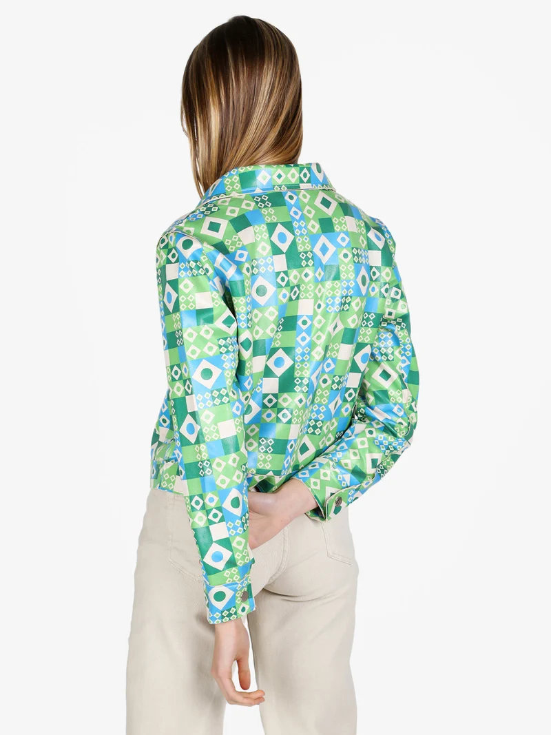 Giacca donna oversize con stampe - verde