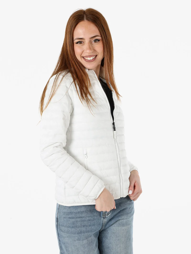 Giubbino donna modello 100 grammi con zip - bianco