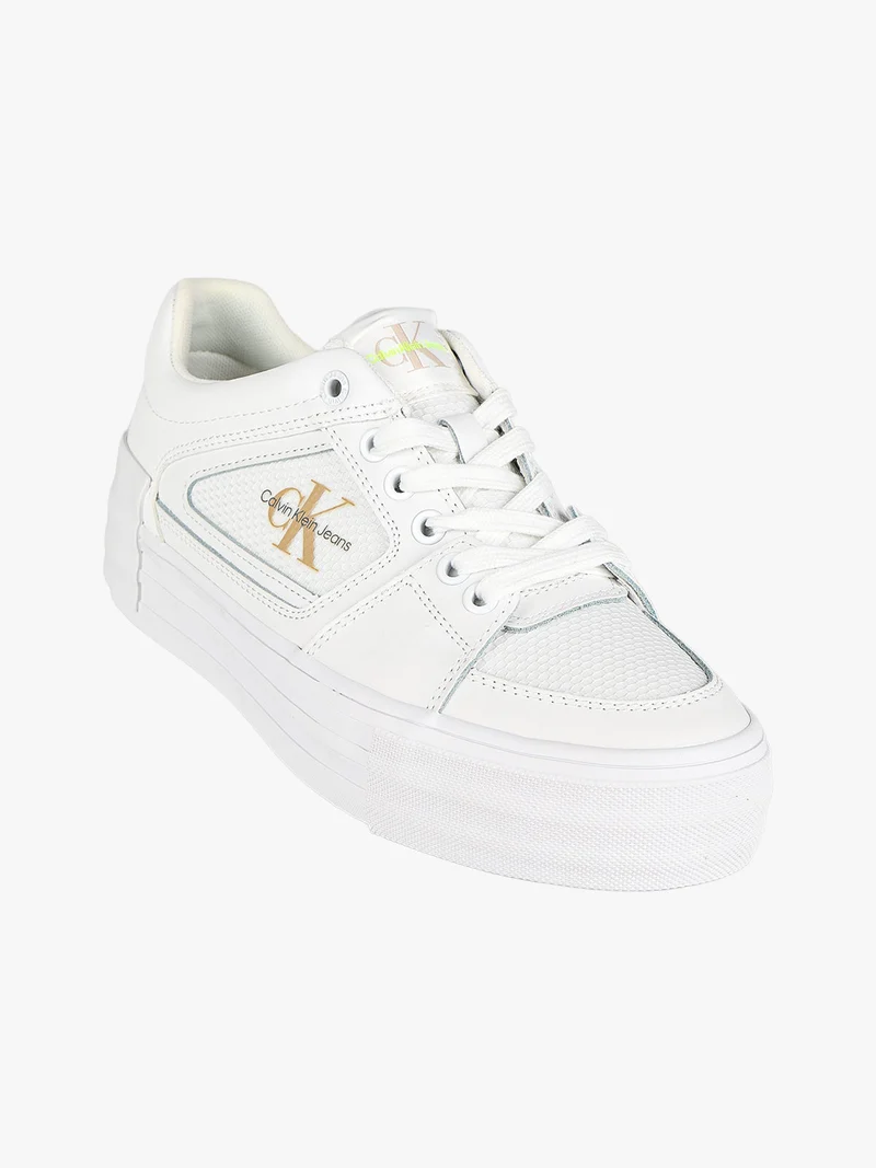 VULC FLATFORM BOLD FLUO Sneakers in pelle donna con zeppa - bianco