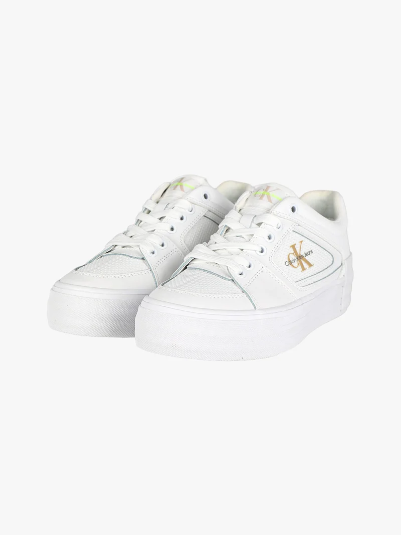 VULC FLATFORM BOLD FLUO Sneakers in pelle donna con zeppa - bianco