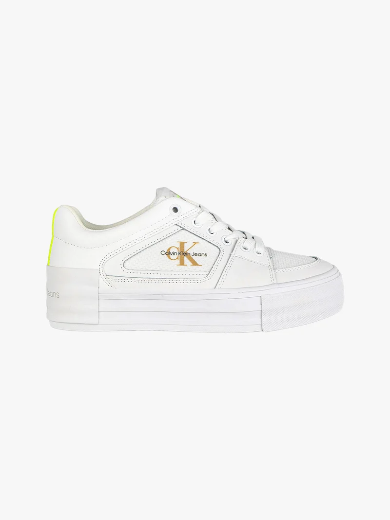 VULC FLATFORM BOLD FLUO Sneakers in pelle donna con zeppa - bianco