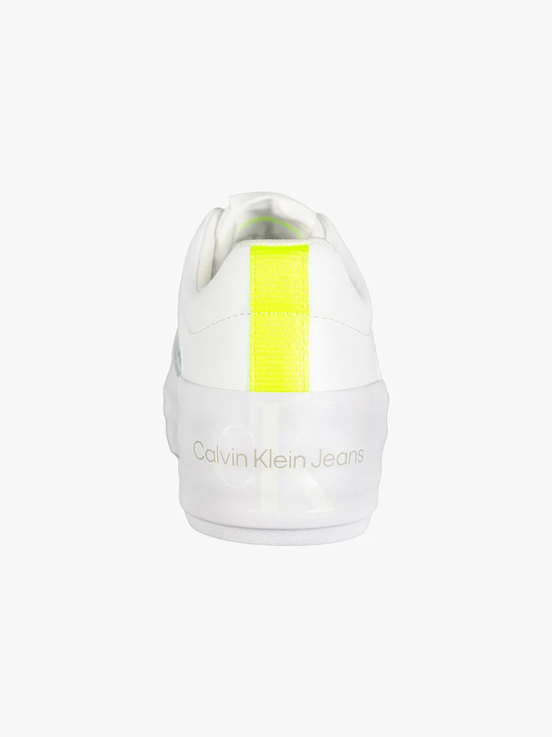 VULC FLATFORM BOLD FLUO Sneakers in pelle donna con zeppa - bianco