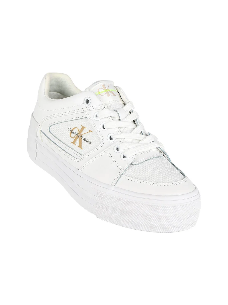 VULC FLATFORM BOLD FLUO Sneakers in pelle donna con zeppa - bianco