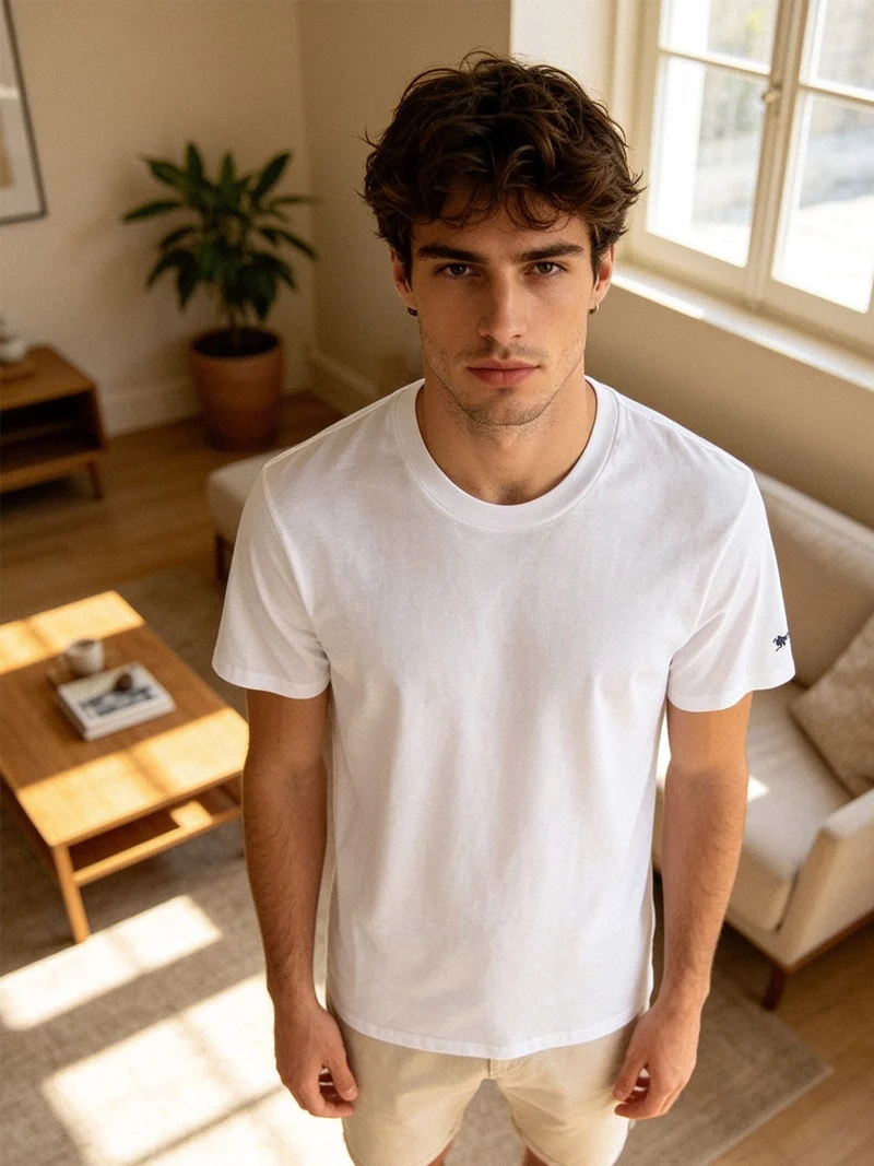 T-shirt intima da uomo girocollo in cotone - bianco