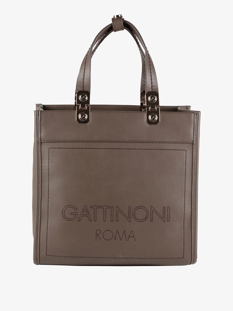 Borsa rigida da donna con doppi manici - moro