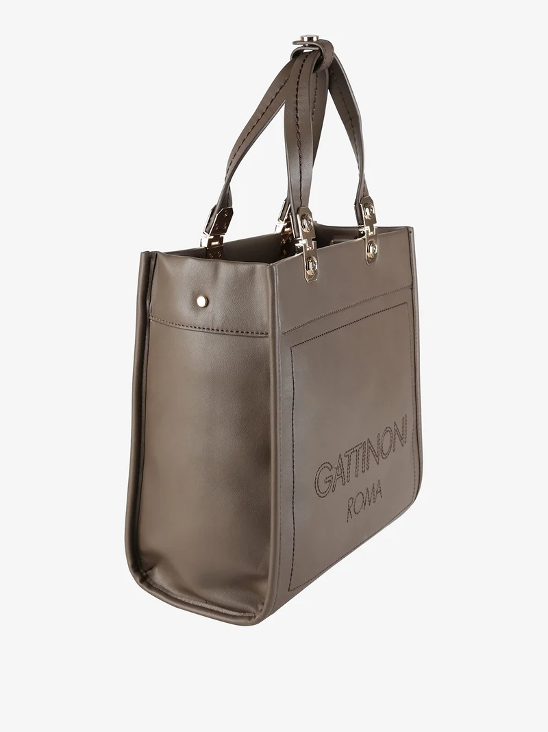 Borsa rigida da donna con doppi manici - moro
