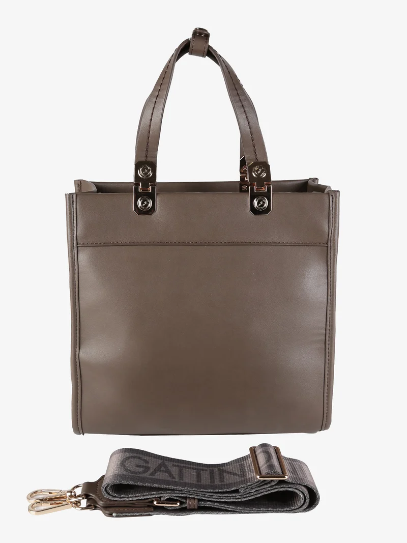 Borsa rigida da donna con doppi manici - moro