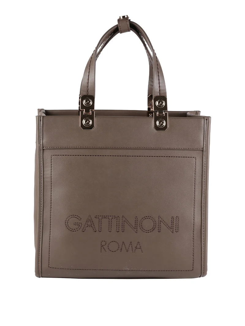 Borsa rigida da donna con doppi manici - moro