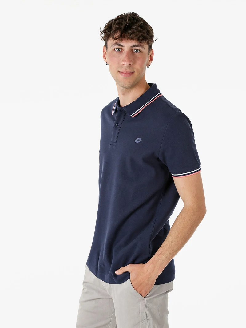 Polo da uomo in cotone a maniche corte - blu