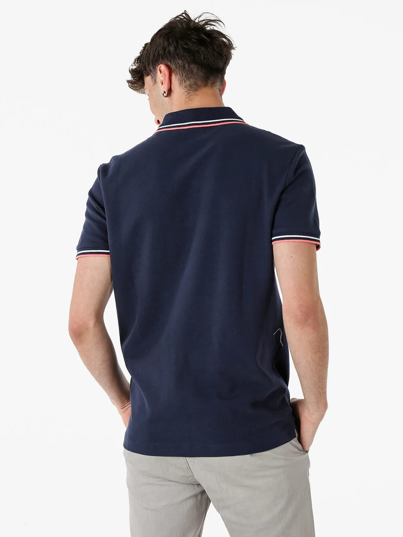 Polo da uomo in cotone a maniche corte - blu