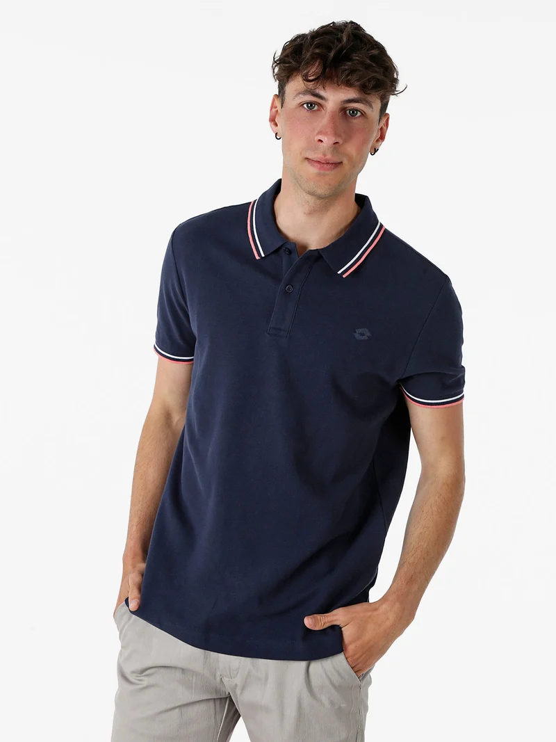Polo da uomo in cotone a maniche corte - blu