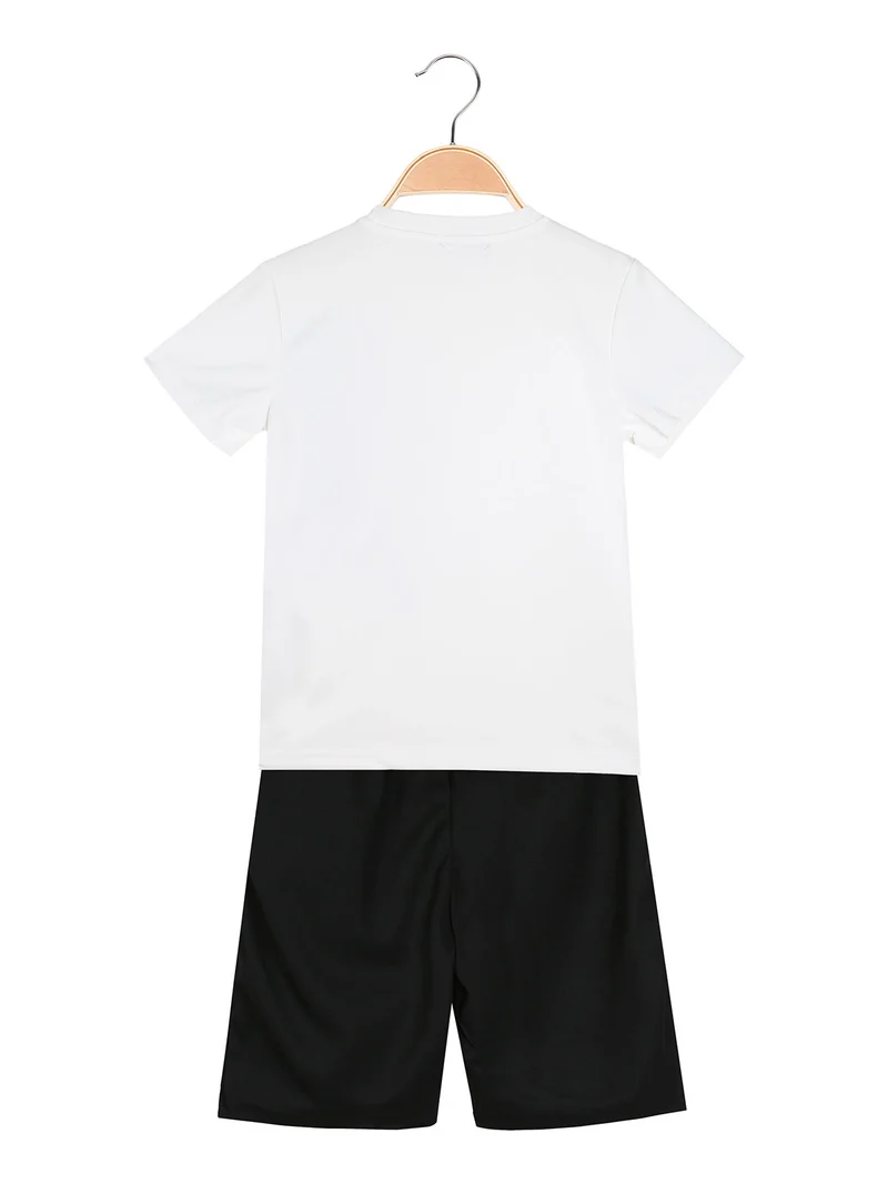 Completo corto da bambino con t-shirt e bermuda - bianco
