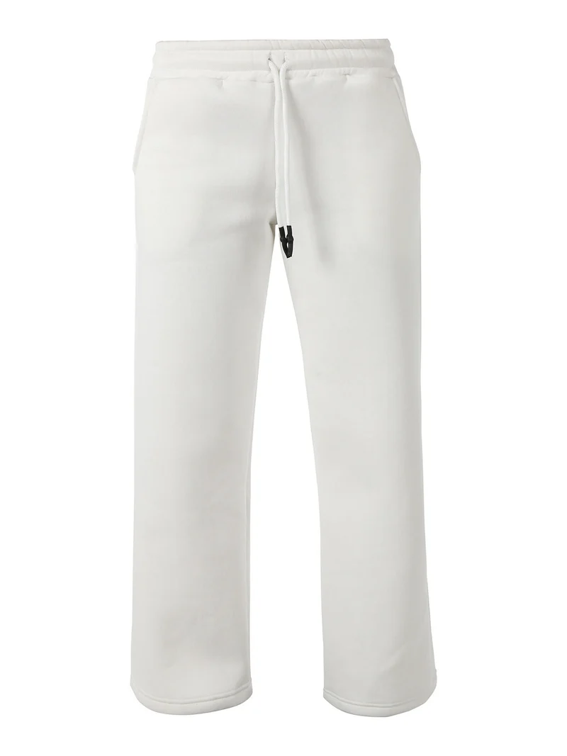 Pantaloni da donna in felpa a gamba larga con coulisse - bianco