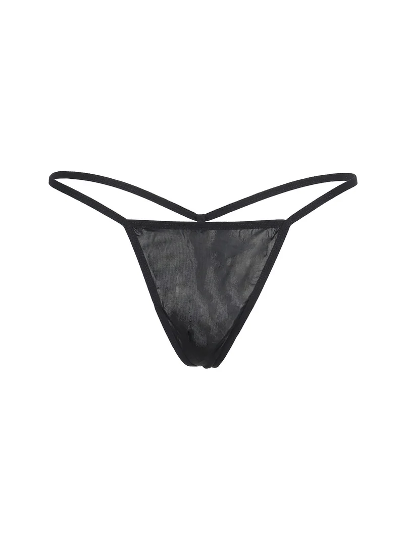 Baby doll con pizzo + perizoma - nero