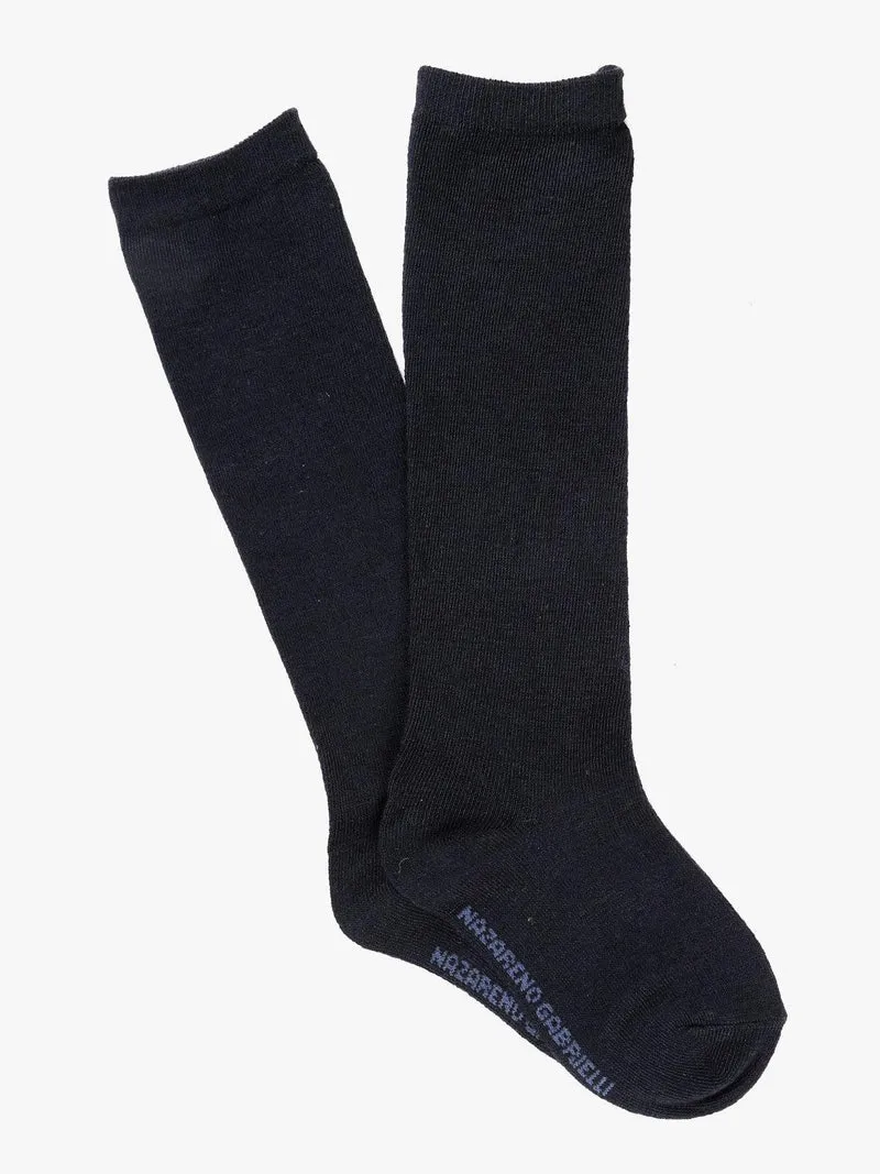 Calze lunghe bimbo in caldo cotone - blu scuro