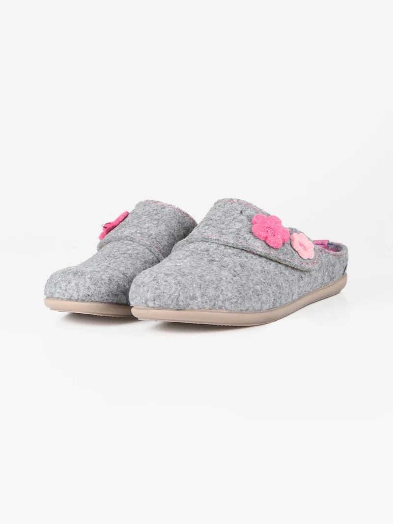 Pantofole donna in feltro con strappo - argento