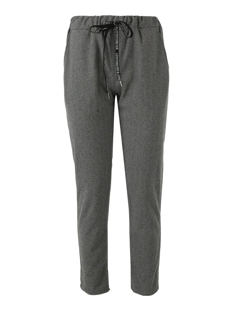 Pantaloni donna jogger effetto flanella - grigio