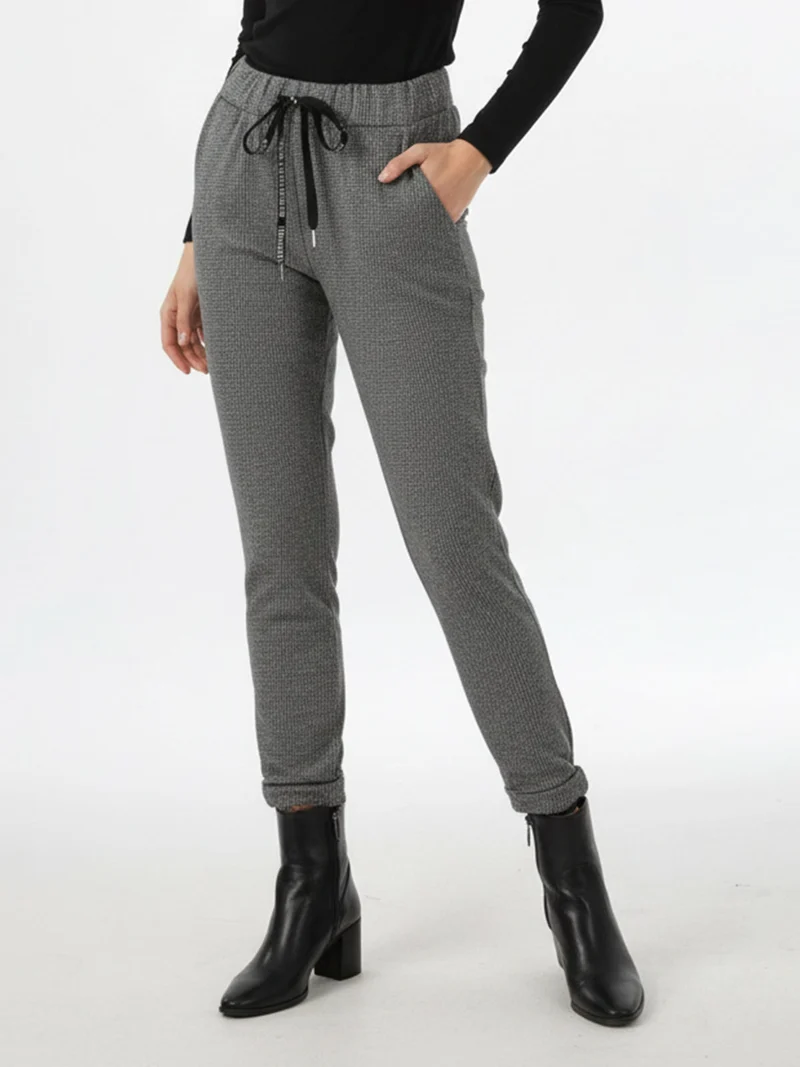 Pantaloni donna jogger effetto flanella - grigio