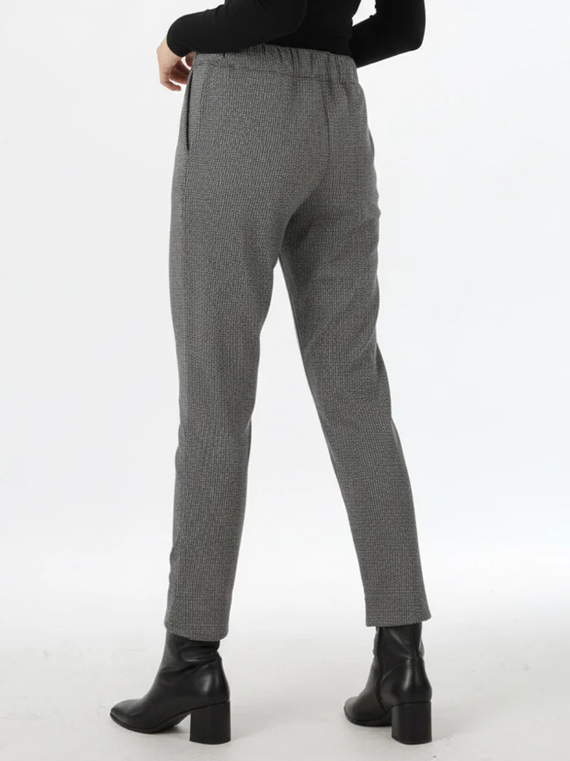 Pantaloni donna jogger effetto flanella - grigio