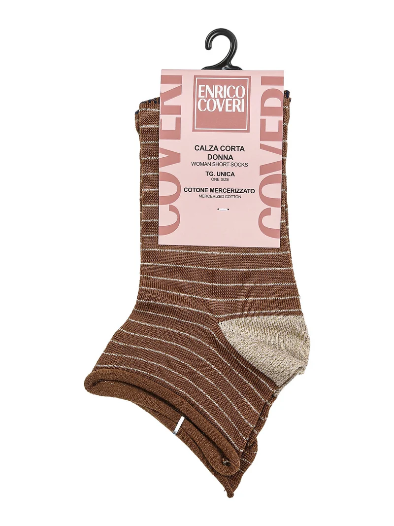 Calze corte da donna in cotone mercerizzato - marrone