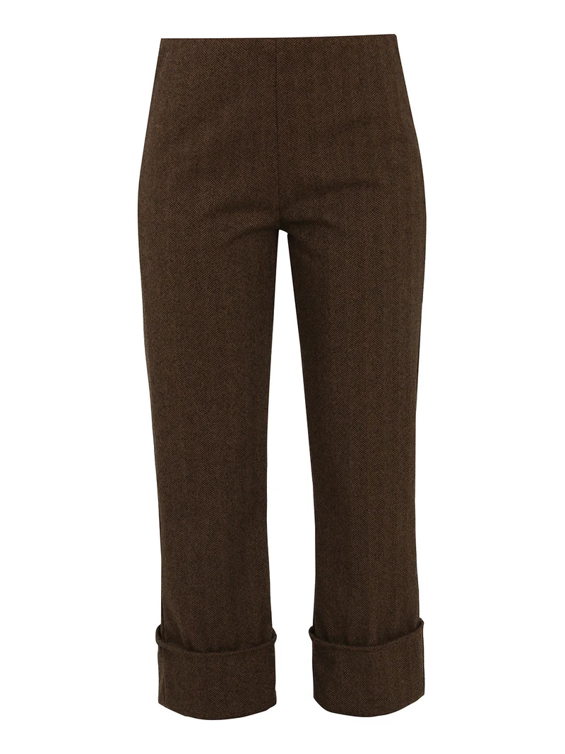 Pantaloni donna culotte cropped spigati - moro