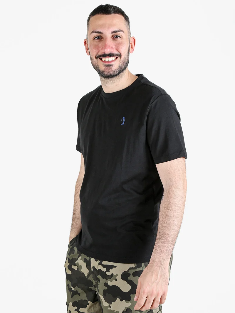 T-shirt girocollo da uomo in cotone - nero