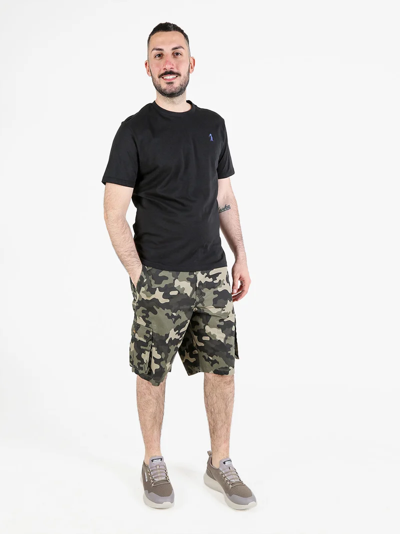 T-shirt girocollo da uomo in cotone - nero