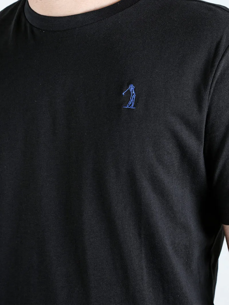T-shirt girocollo da uomo in cotone - nero