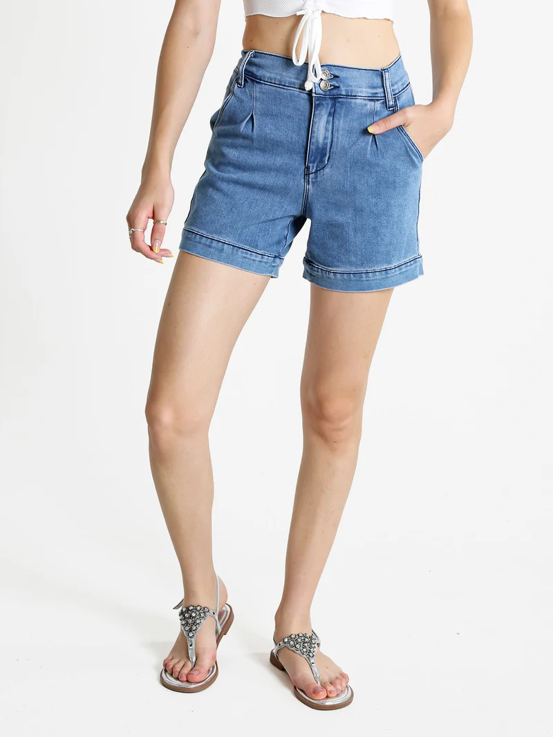 Shorts in jeans da donna a vita alta - jeans