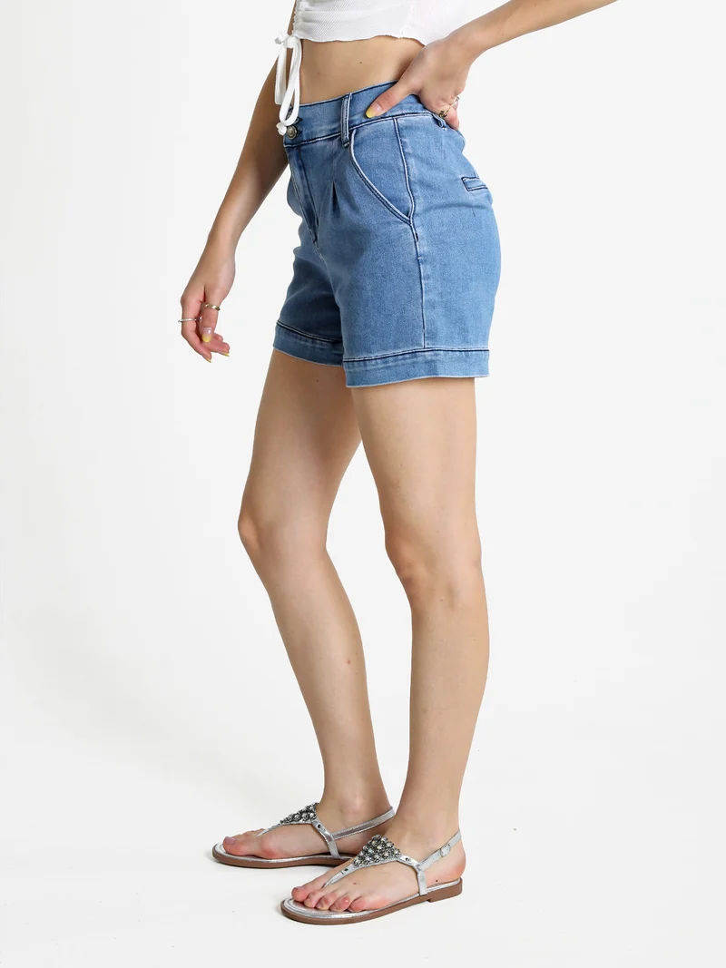 Shorts in jeans da donna a vita alta - jeans