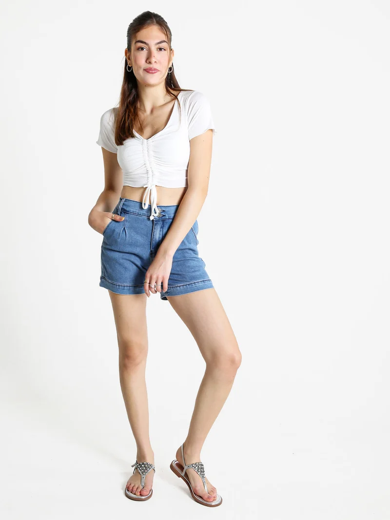 Shorts in jeans da donna a vita alta - jeans