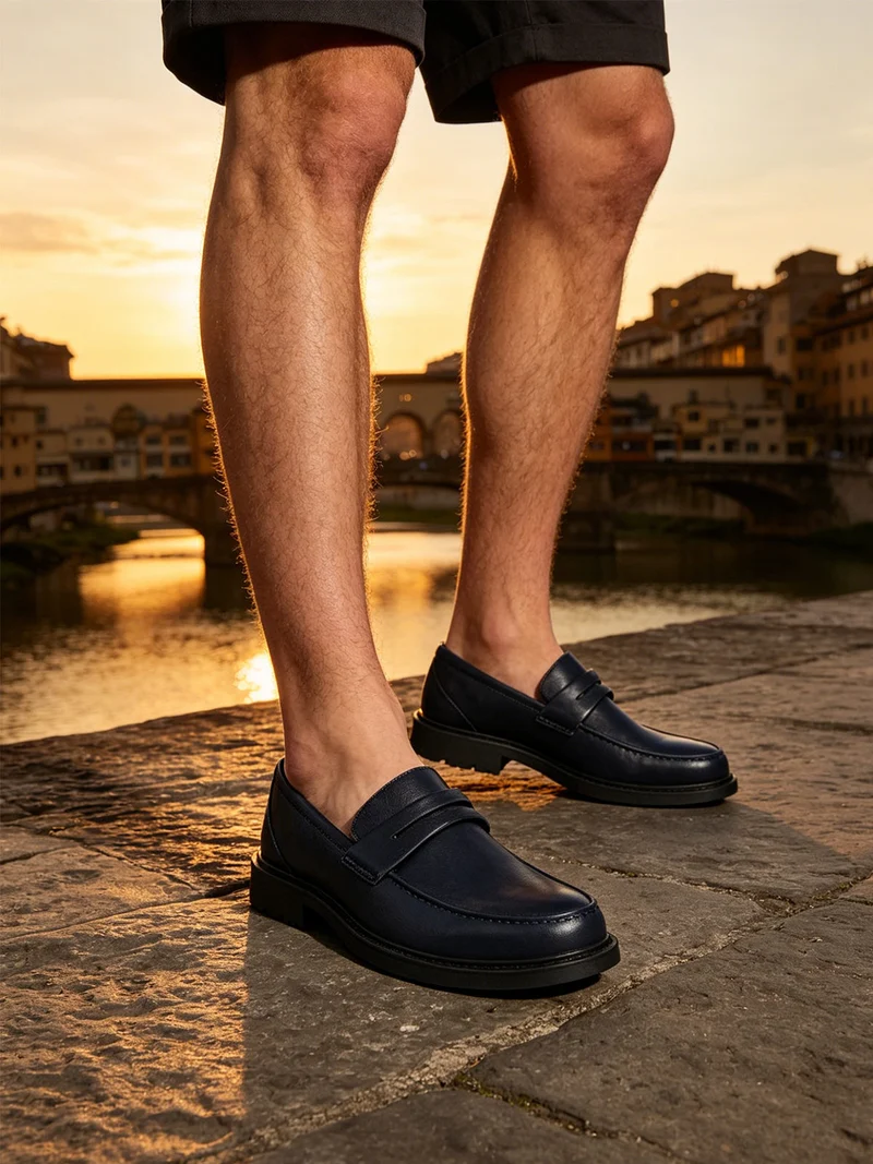 Mocassini da uomo - blu scuro