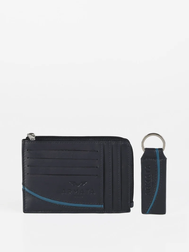 Set regalo uomo portatessere e portachiavi - blu