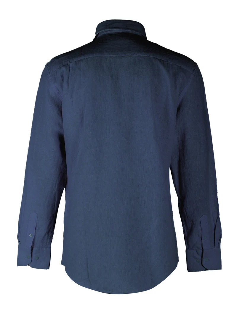 Camicia uomo misto lino regular fit - blu scuro