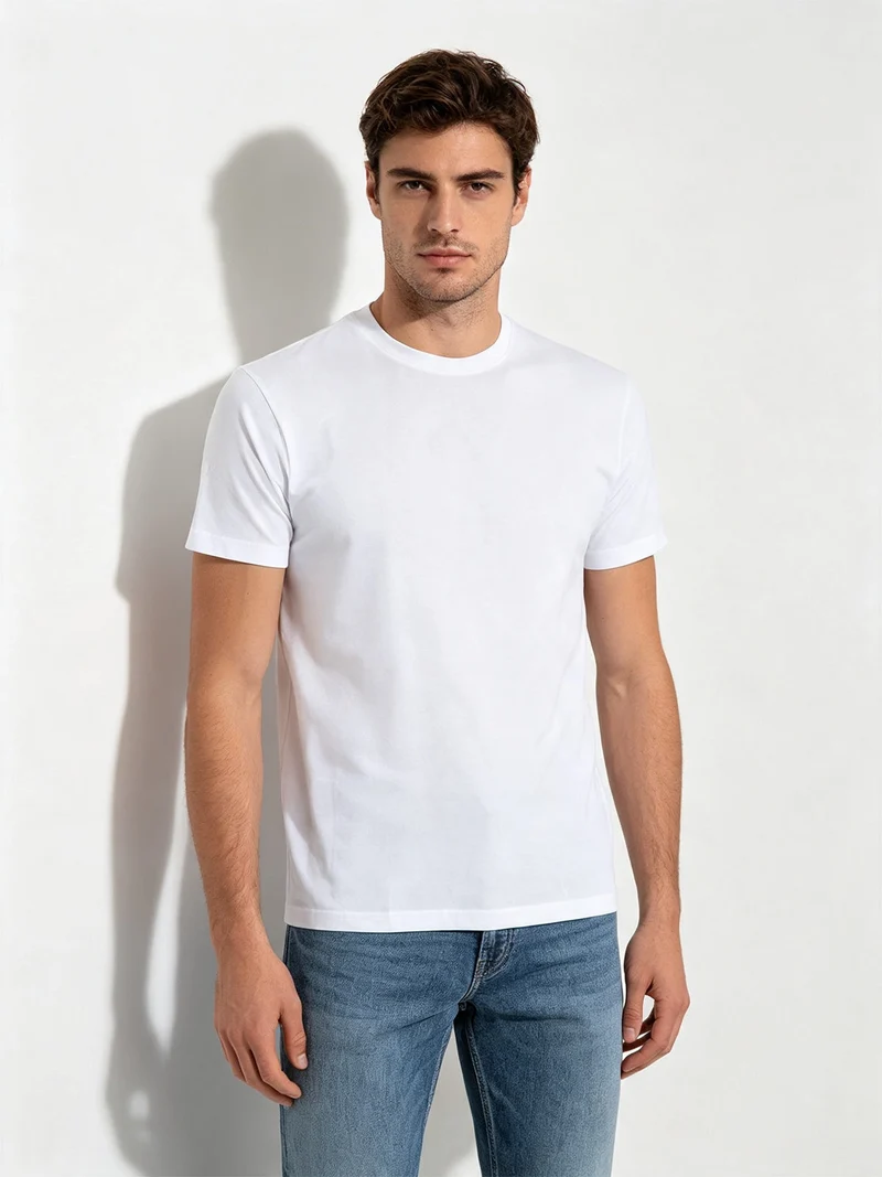 T-shirt intima da uomo girocollo in caldo cotone - bianco