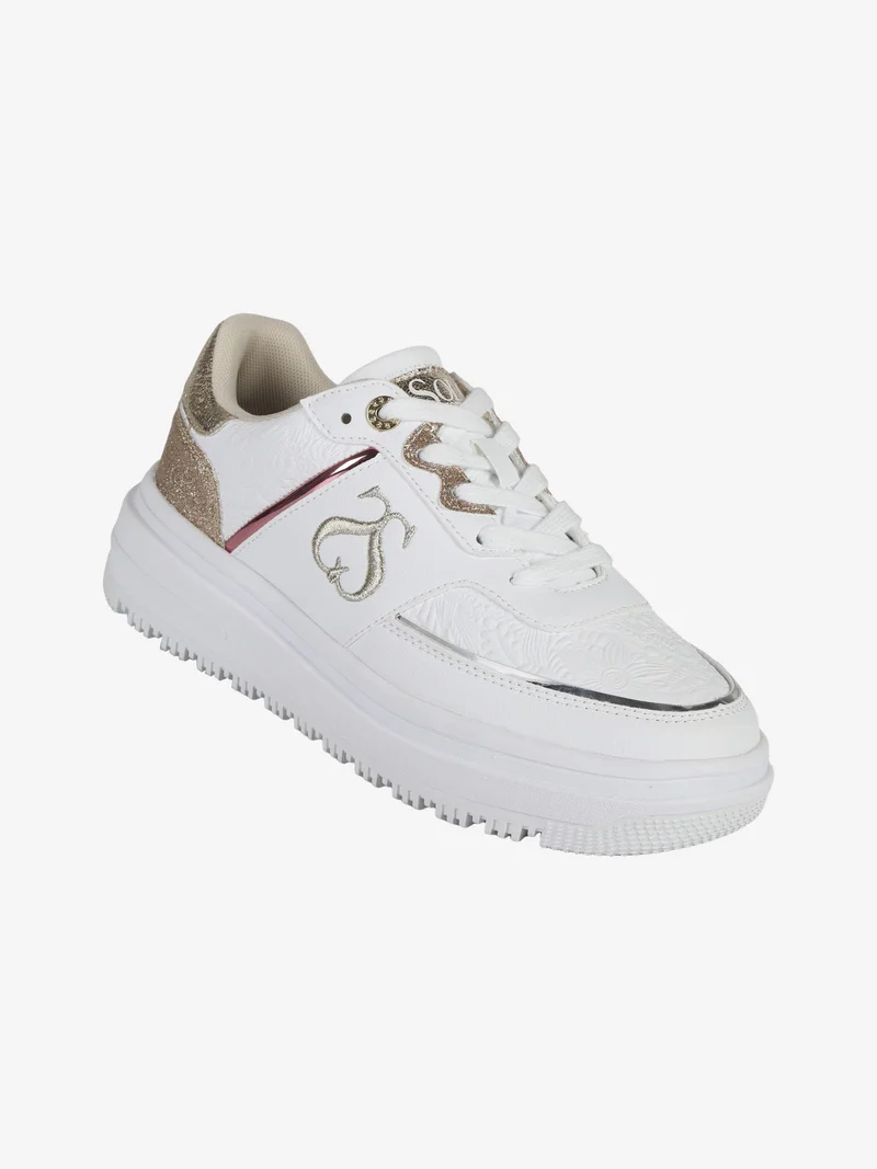 CITY PU MIRROR GLITTER Sneakers donna con flatform - bianco