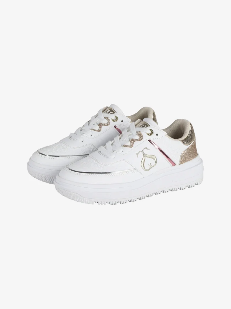 CITY PU MIRROR GLITTER Sneakers donna con flatform - bianco