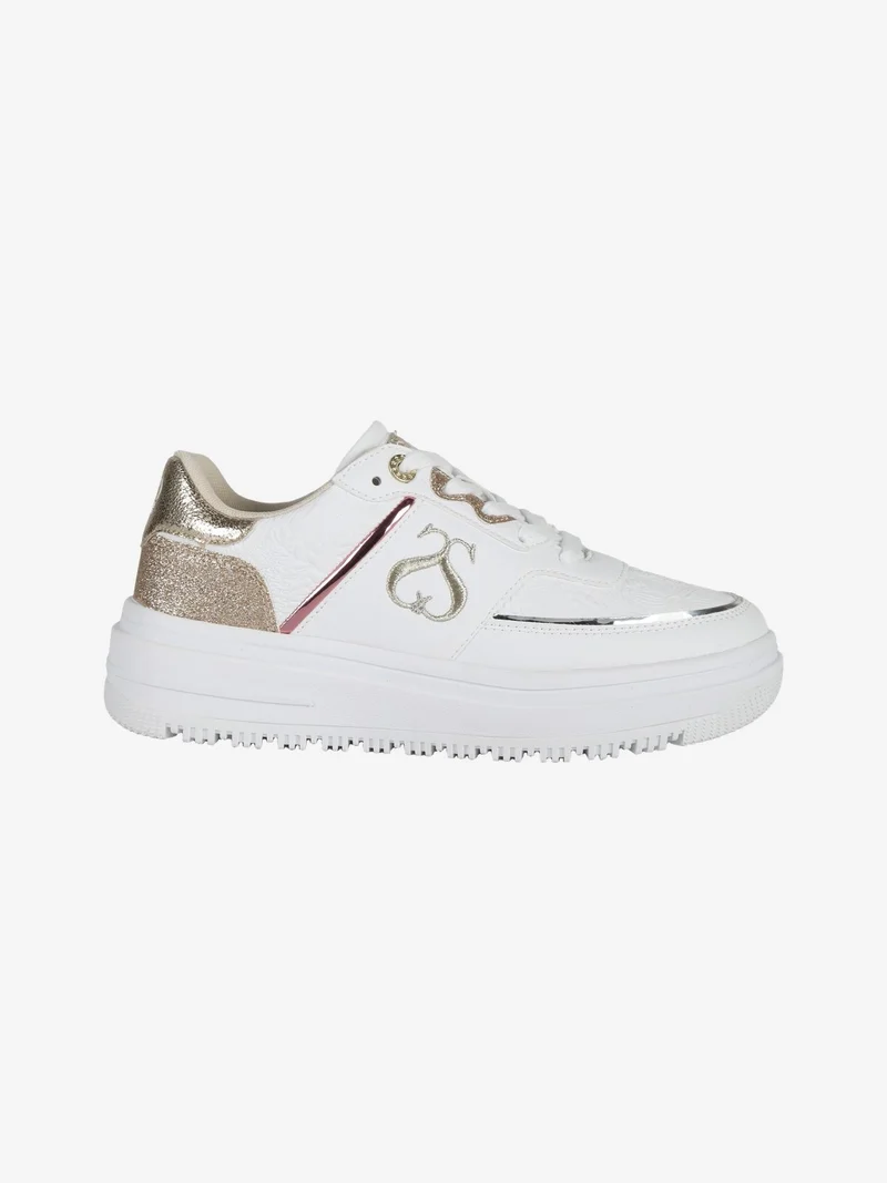 CITY PU MIRROR GLITTER Sneakers donna con flatform - bianco