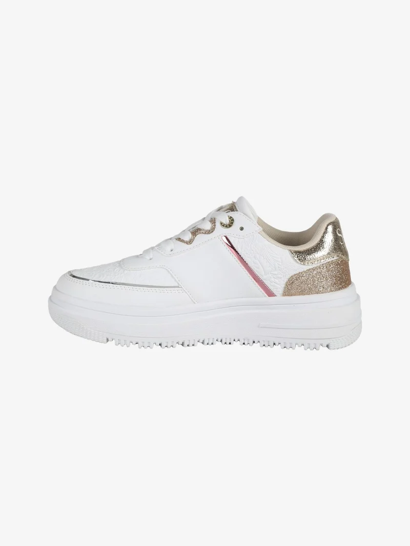 CITY PU MIRROR GLITTER Sneakers donna con flatform - bianco