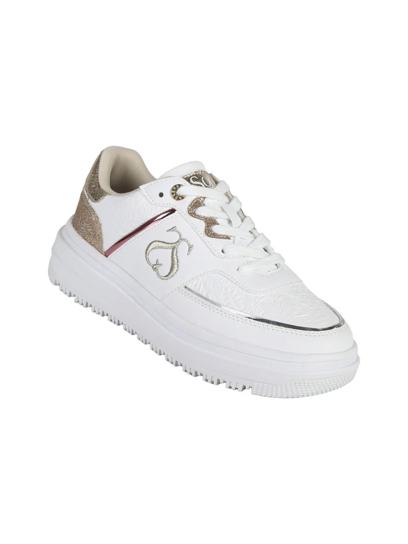 CITY PU MIRROR GLITTER Sneakers donna con flatform - bianco