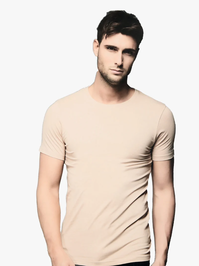 T-shirt intima da uomo in cotone bielastico - beige