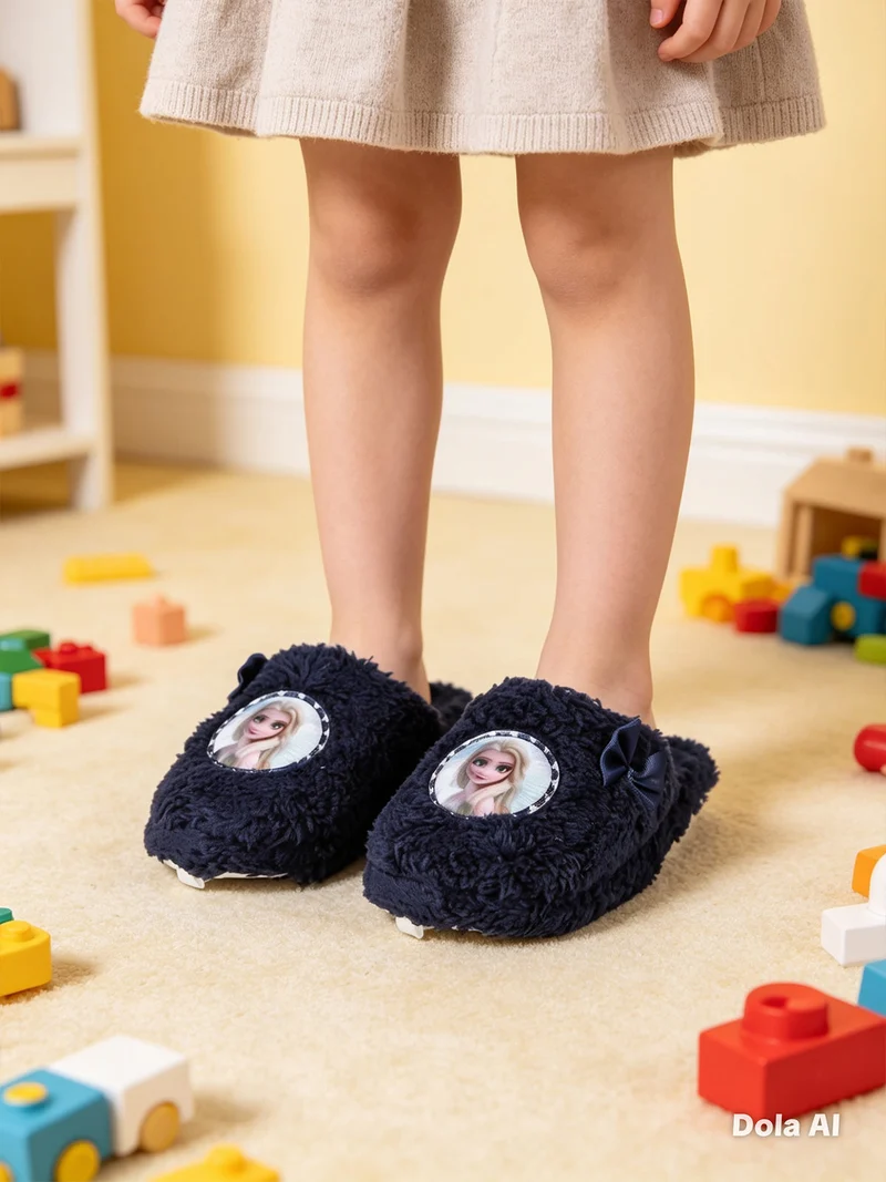 Pantofole pelose da bambina - blu scuro