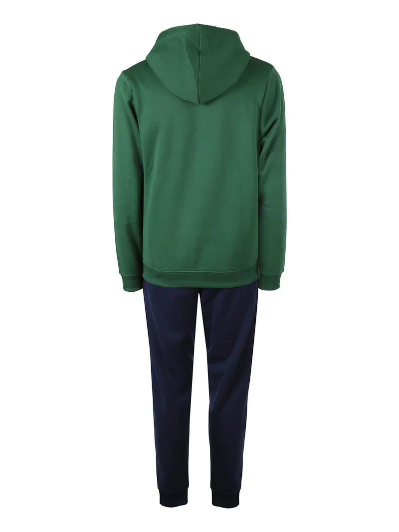 Completo tuta da uomo felpata con cappuccio e zip intera - verde