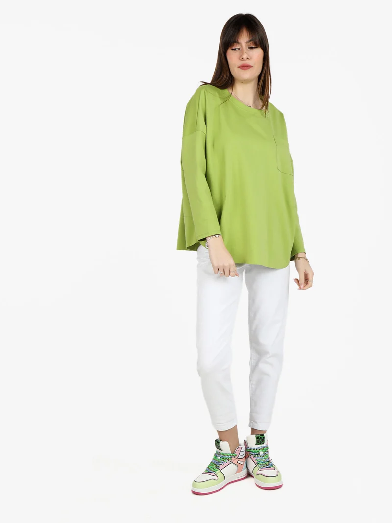 Maxi t-shirt donna oversize con taschino - mela