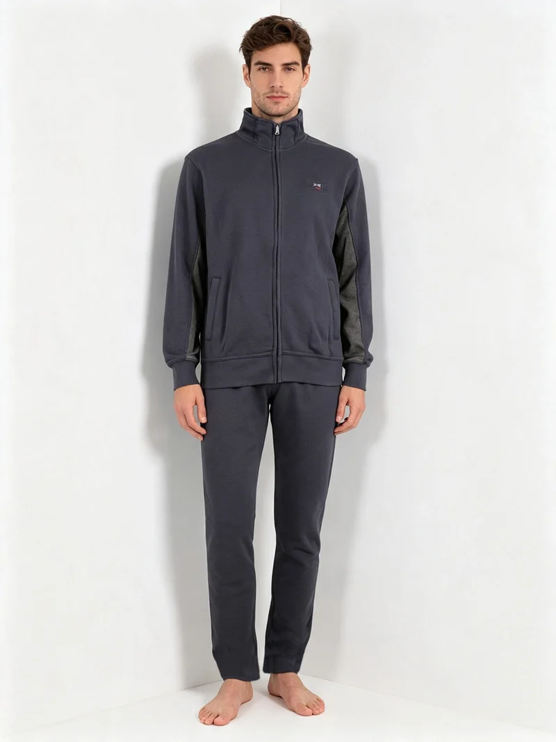 Completo tuta da uomo con felpa e pantaloni - blu scuro