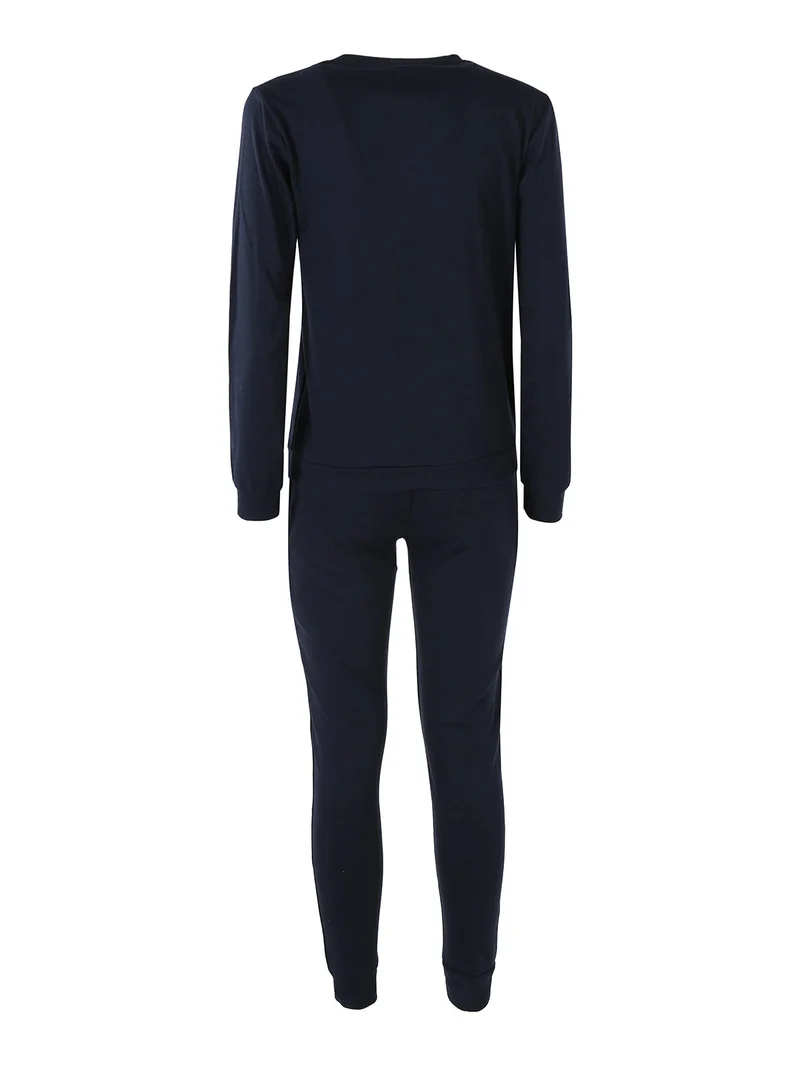 Pigiama donna in cotone interlock con stampa - blu scuro
