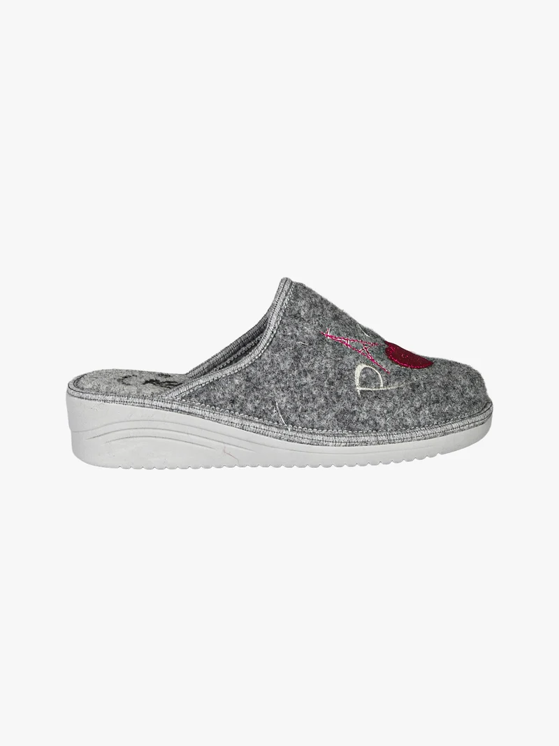 Pantofole donna in feltro con zeppa - grigio